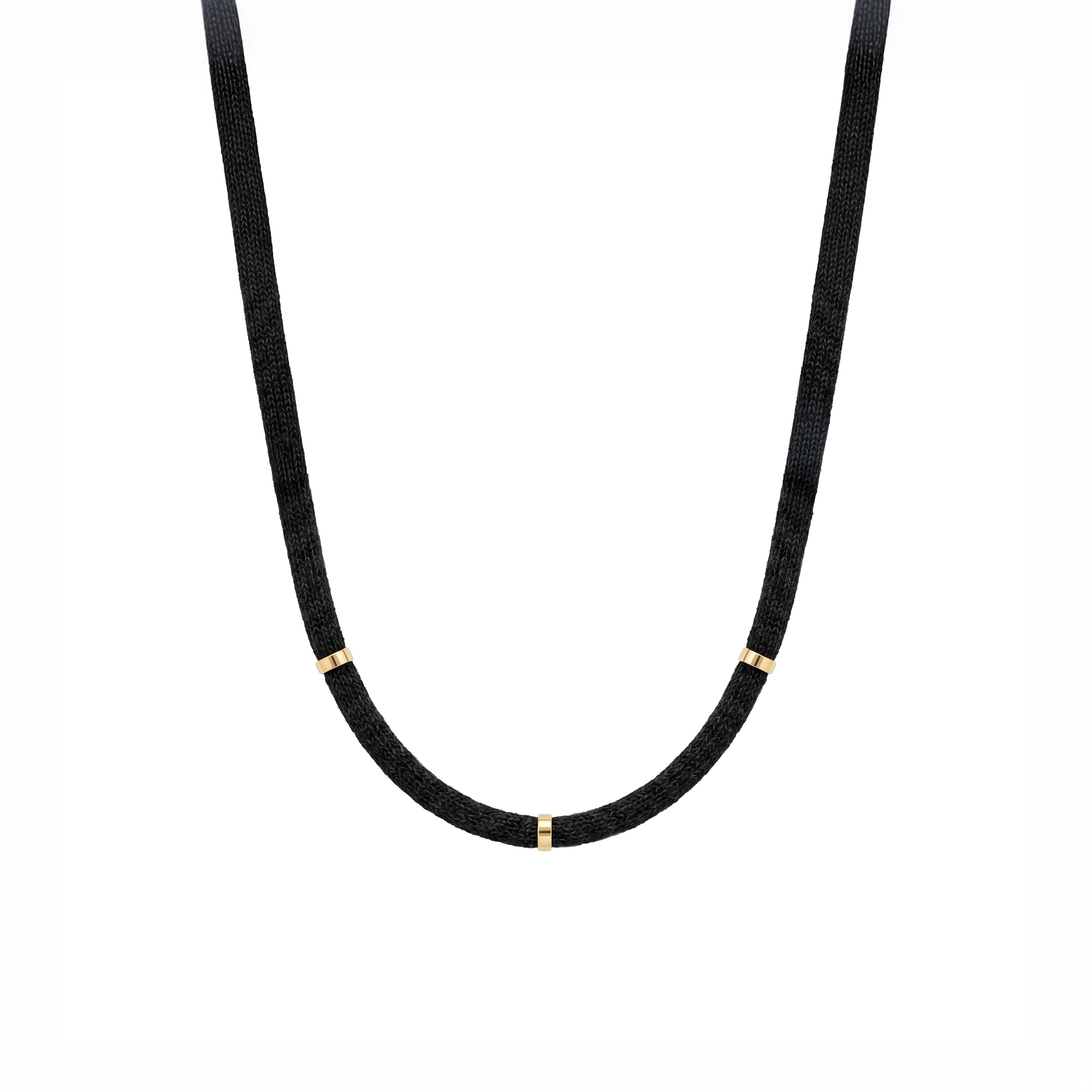 Colar 70cm Elos Tecido em Ouro 18K